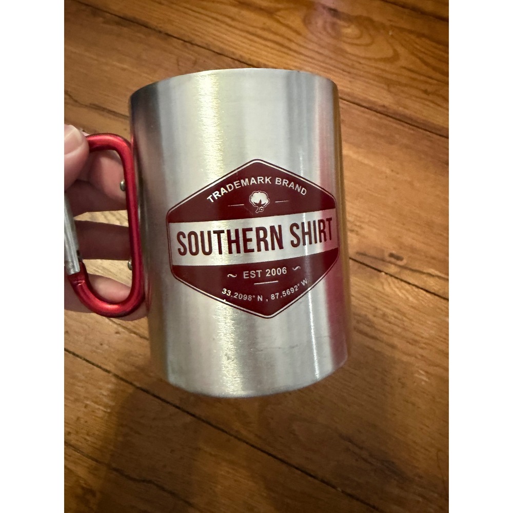 Southern Shirt Metal Camping Mug Red Carabiner‎ Handle Est 2006